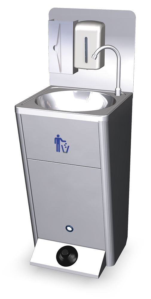 Mobile hand wash basin with integrated tanks INOX RVS FOR FOOD INDUSTRY