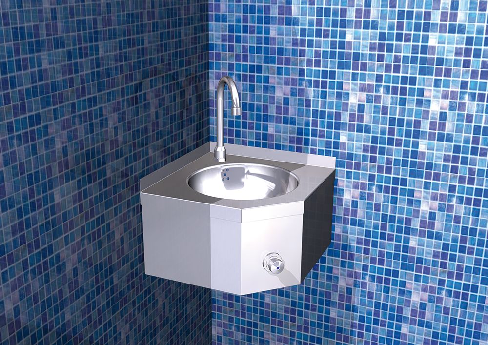 Small Hand Rinse Basin Hand wash basin: XSmall - corner model - INOX RVS FOR FOOD INDUSTRY