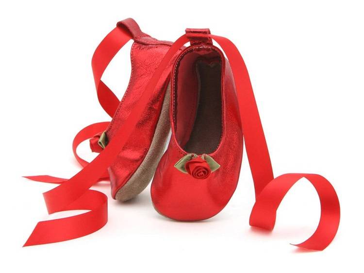 babyslofjes ballerina red metallic