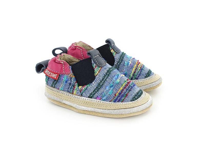 babyslofjes Babyproof Soft espadrille blauw fuchsia