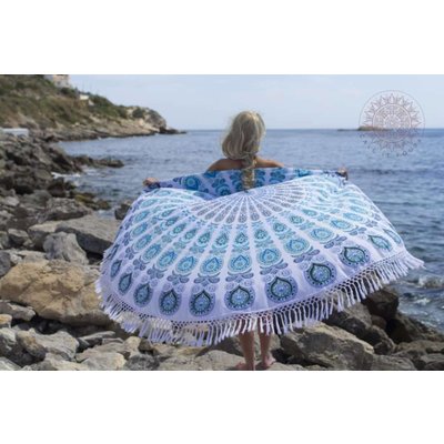 Call it Fouta! Roundie Gypsy Peacock Atlantis white fringes