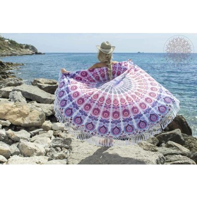 Call it Fouta! Roundie Gypsy Fantasy Island coral white fringe