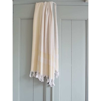 Ottomania hamamdoek met badstof geel 170x95cm