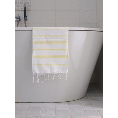 Ottomania hamam handdoek wit met citroengele strepen 100x50cm