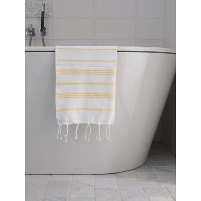 Ottomania hamam handdoek wit met gele strepen 100x50cm