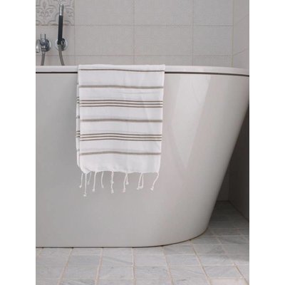 Ottomania hamam handdoek wit met olijfgroene strepen 100x50cm