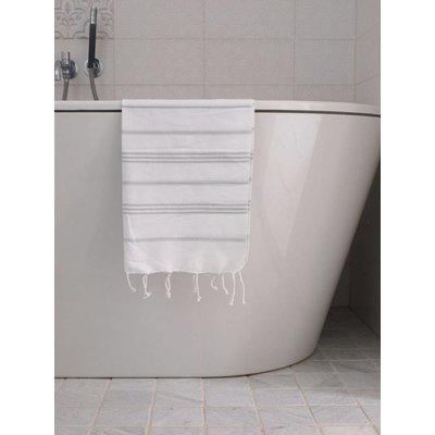 Ottomania hamam handdoek wit met lichtgrijze strepen 100x50cm