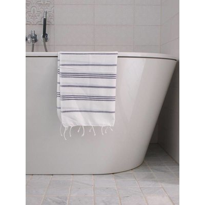 Ottomania hamam handdoek wit met donkerpaarse strepen 100x50cm