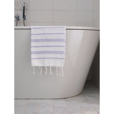 Ottomania hamam handdoek wit met lila strepen 100x50cm