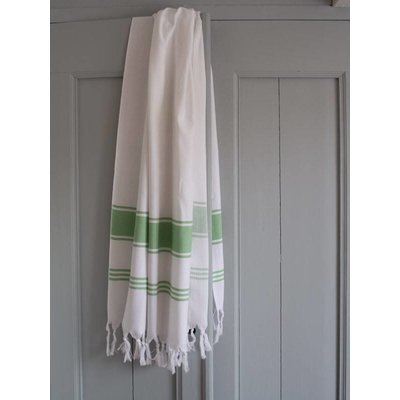 Ottomania hamamdoek Honingraat wit met pistache strepen 100x50cm