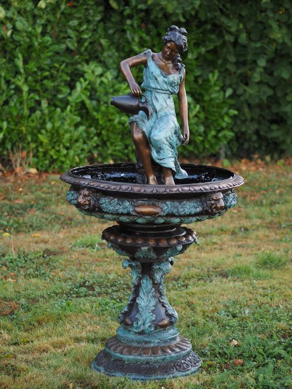Outdoor garden large bronze nude lady water fountain sculpture