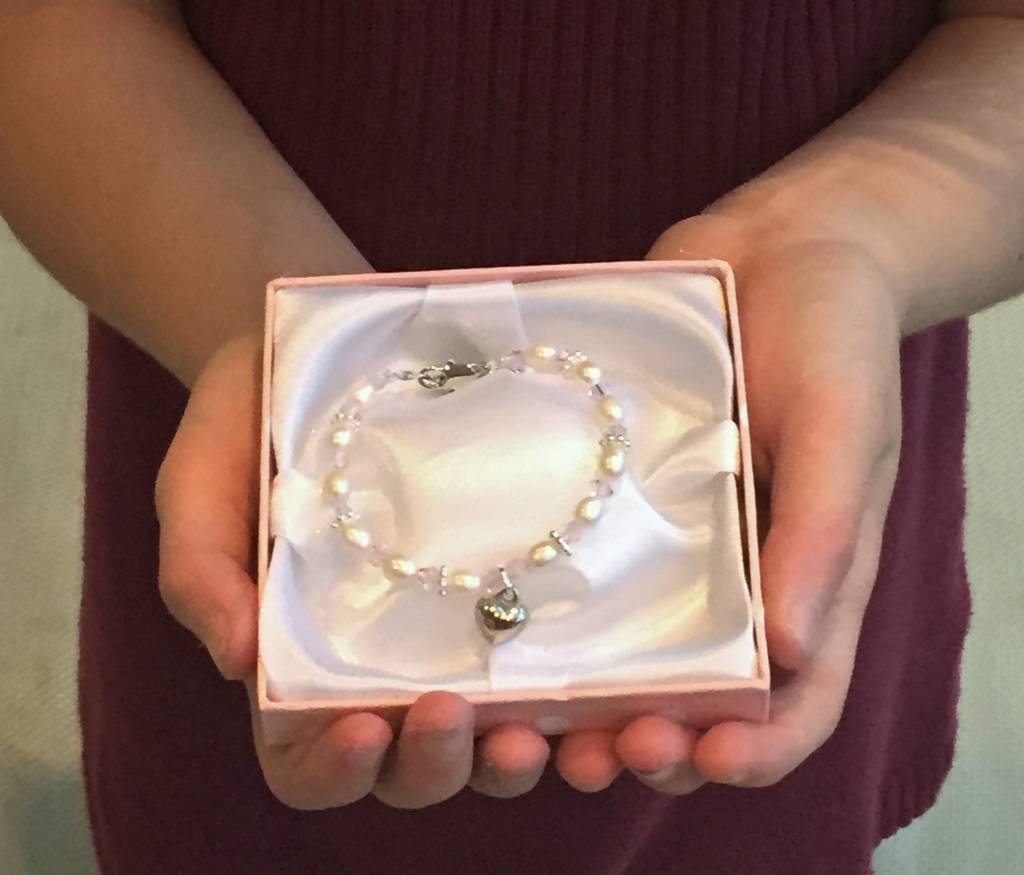 Beautiful Girls Christening Bracelet ‘Princess’ with Small Cross Charm