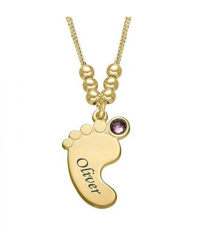 Gold Baby Feet Pendant Necklace With Birthstone Kaya Jewellery Uk Kaya Jewellery Birthstone Necklace Gold Baby Feet