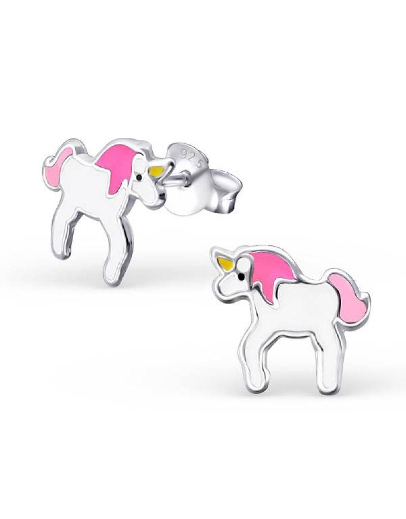 Unicorn Stud Earrings Sterling Silver Kaya Jewellery Kids Silver Earrings Purple Unicorn