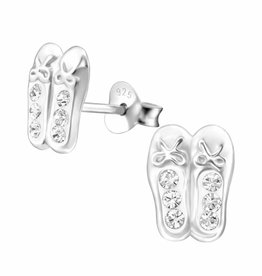 Children S Silver Earrings And Sterling Kaya Kaya Jewellery Little Ballet Shoes With Crystals