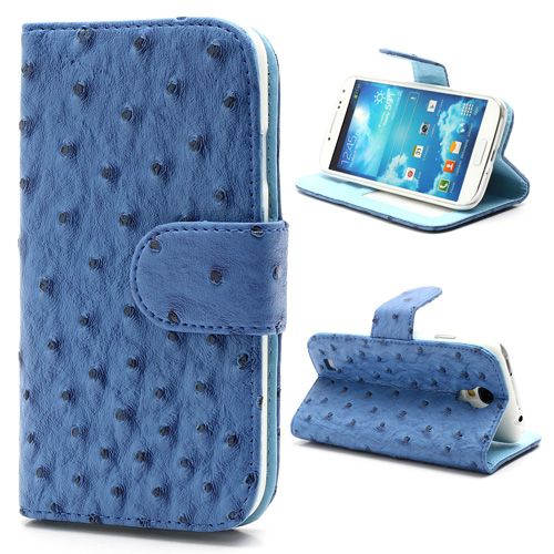 Iparts4U Lederen Boek Hoesje Samsung Galaxy S4 Struisvogelmotief Blauw iparts4u kopen in de aanbieding