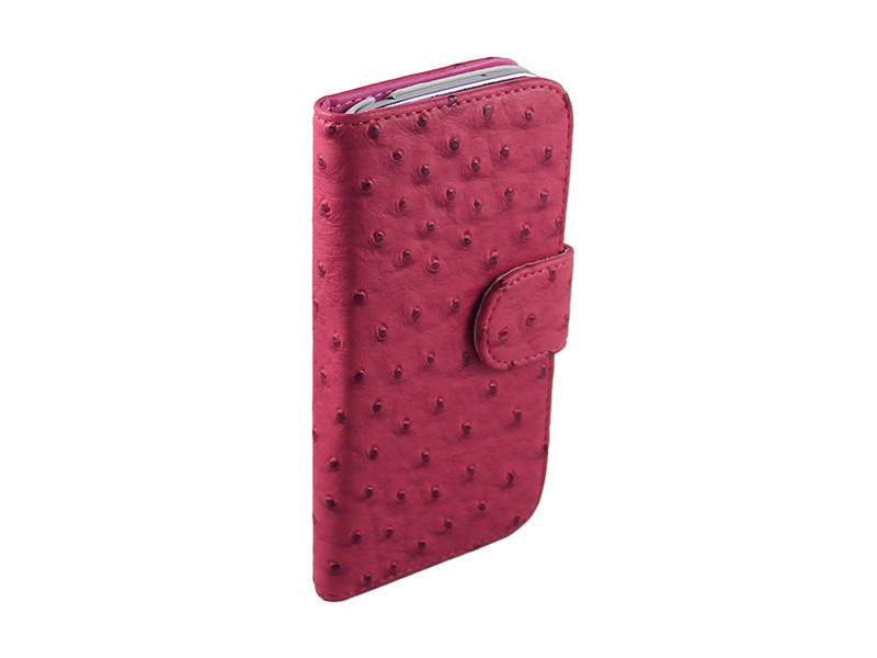 Iparts4U Lederen Boek Hoesje Samsung Galaxy S4 Struisvogelmotief Roze iparts4u kopen in de aanbieding