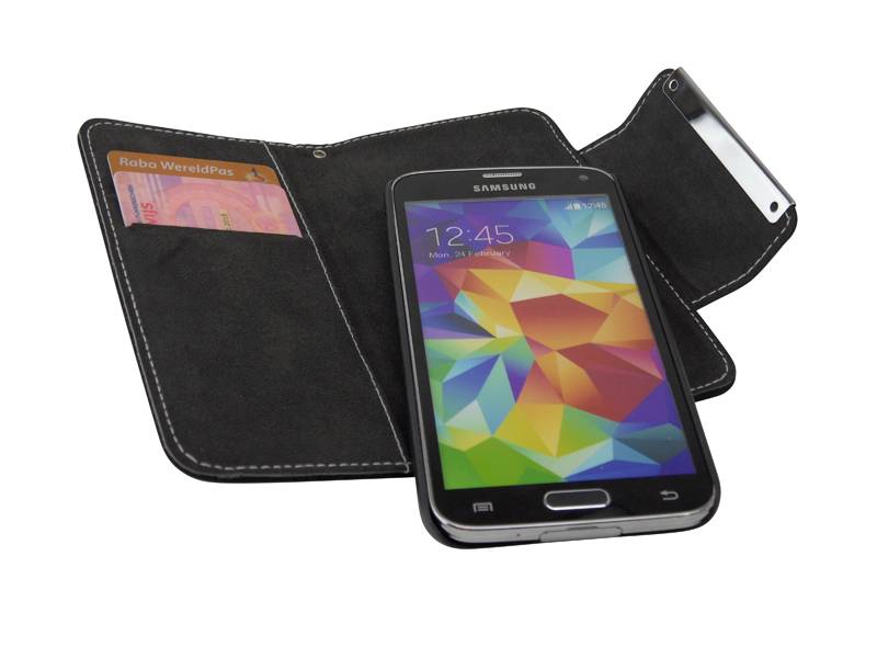 Iparts4U Luxe Suede Bookcase Boek Hoesje Samsung Galaxy S5 Zwart iparts4u kopen in de aanbieding