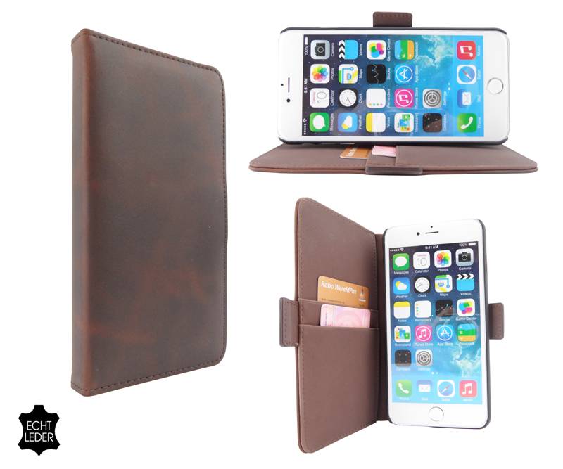 Iparts4U Luxe Iphone 6 Plus Hoesje Bookcase Leder Bruin iparts4u kopen in de aanbieding Iparts4U Luxe Iphone 6 Plus Hoesje Bookcase Leder Bruin iparts4u kopen in de aanbieding