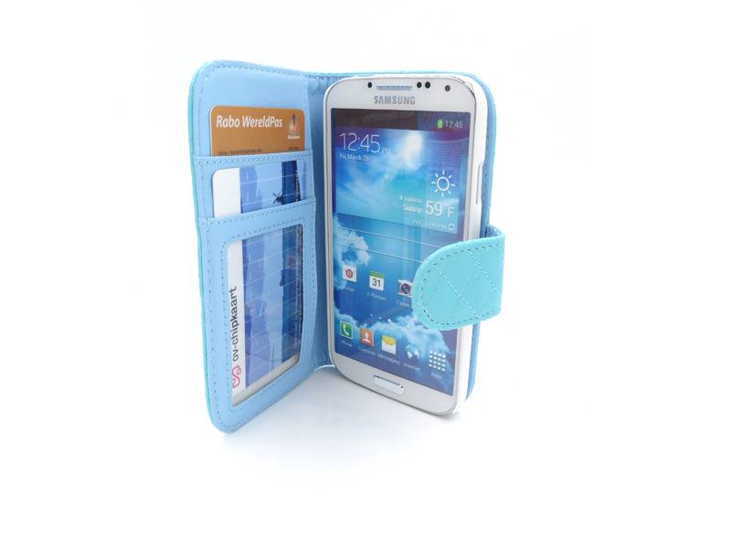 Iparts4U Leder Wallet Bookcase Boek Hoesje Samsung Galaxy S4 Blauw iparts4u kopen in de aanbieding