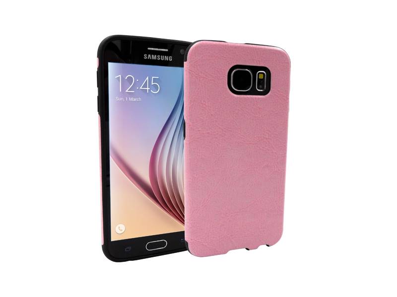Iparts4U Samsung Galaxy S6 Siliconen Gel Hoesje Leder Look Roze iparts4u kopen in de aanbieding