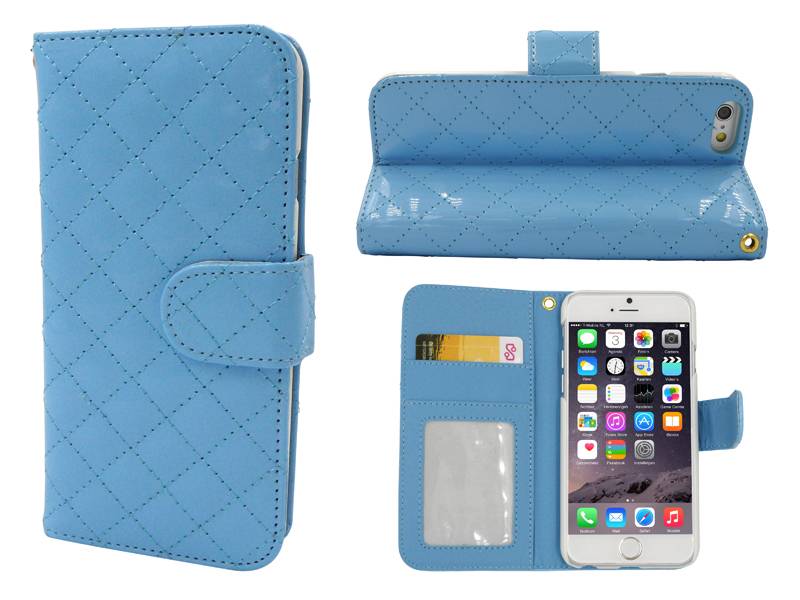 Iparts4U Iphone 6 En 6S Leder Lak Bookcase Hoesje Blauw iparts4u kopen in de aanbieding