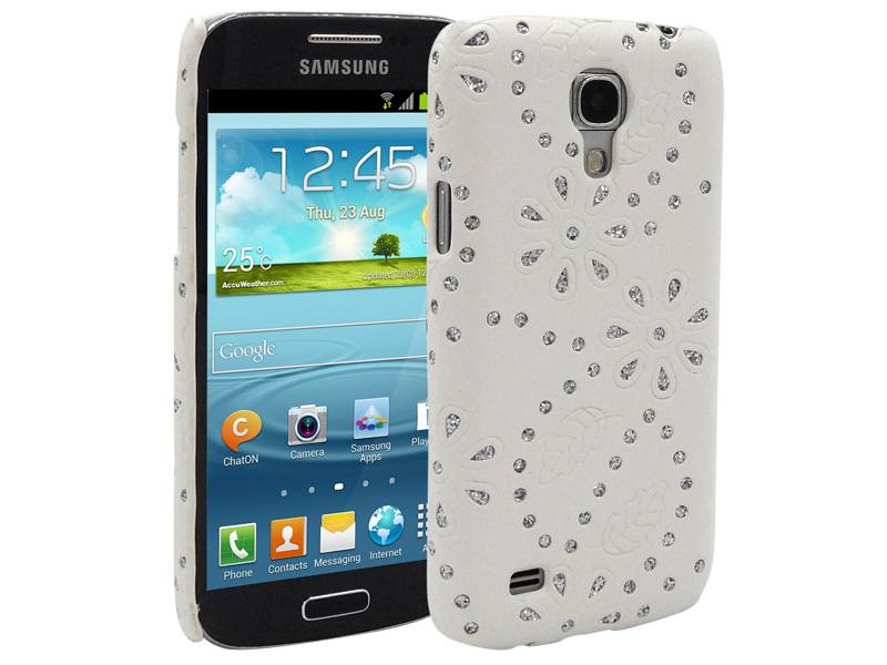 Iparts4U Samsung S4 Mini Hoesje Hardcover Case Bloemen Glitter Wit iparts4u kopen in de aanbieding