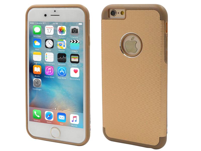 Iparts4U Iphone 66S Aluminium Logo Hardcase Hoesje Ruit Goud iparts4u kopen in de aanbieding