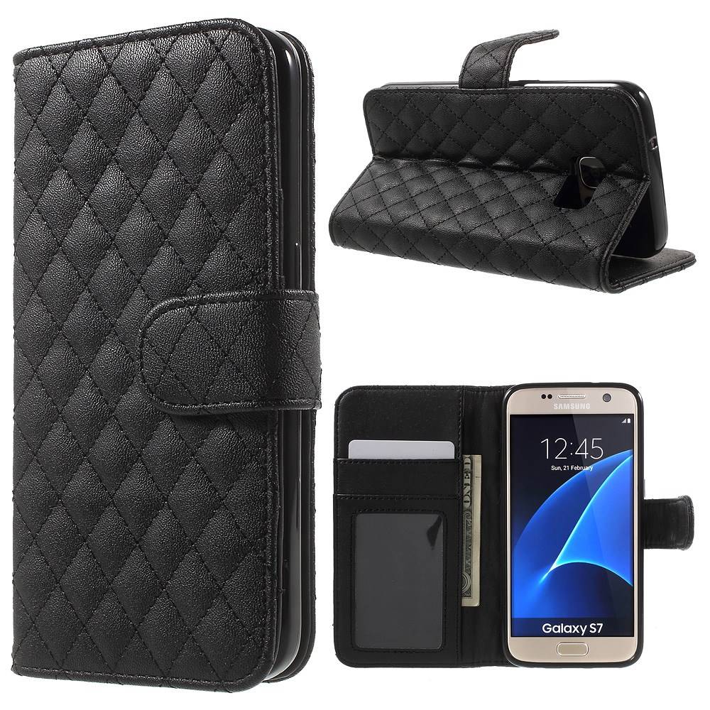 Iparts4U Samsung Galaxy S7 Bookcase Hoesje Ruit Zwart iparts4u kopen in de aanbieding