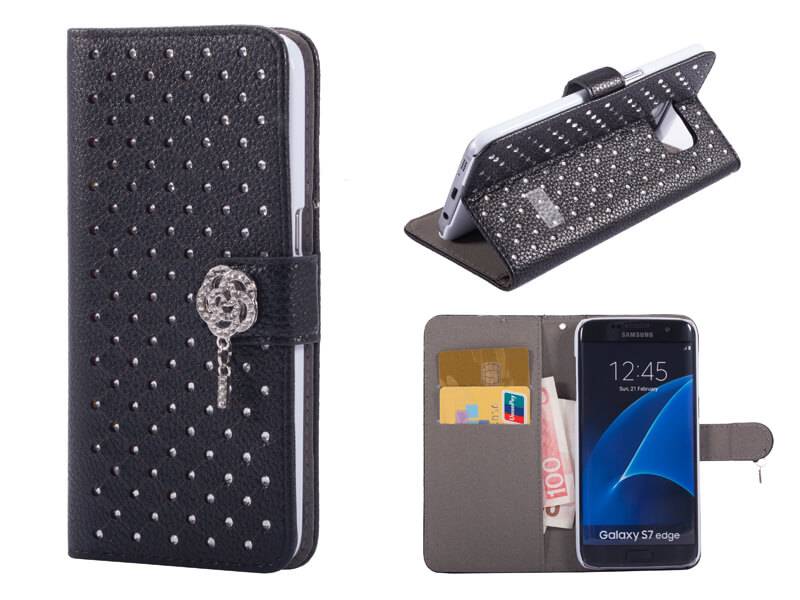 Iparts4U Samsung Galaxy S7 Edge Bookcase Hoesje Diamantjes Zwart iparts4u kopen in de aanbieding