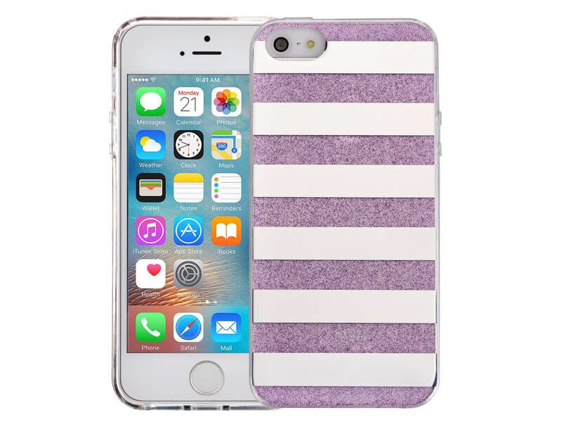 Iparts4U Iphone Se5S5 Glitter Hoesje Hardcase Strepen Paars iparts4u kopen in de aanbieding