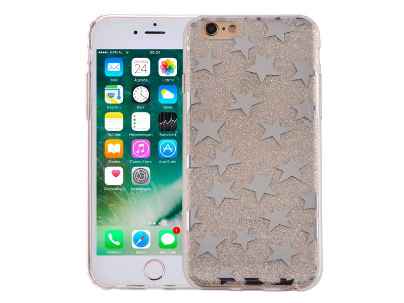 Iparts4U Iphone 6 En 6S Glitter Hoesje Hardcase Sterretjes Zilver iparts4u kopen in de aanbieding