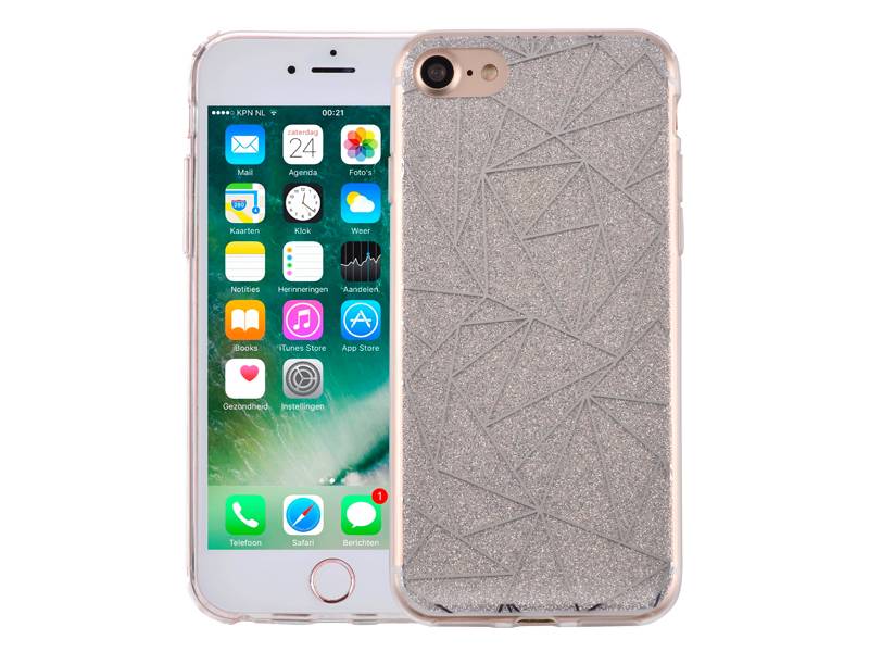 Iparts4U Iphone 87 Glitter Hoesje Hardcase Mozaiek Zilver iparts4u kopen in de aanbieding
