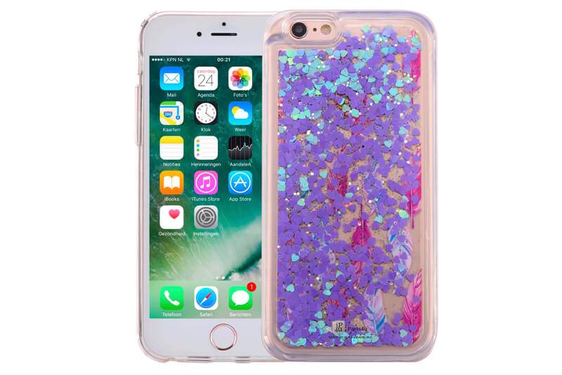 Iparts4U Iphone 66S Bewegend Glitter Hoesje Veertjes Paars iparts4u kopen in de aanbieding Iparts4U Iphone 66S Bewegend Glitter Hoesje Veertjes Paars iparts4u kopen in de aanbieding
