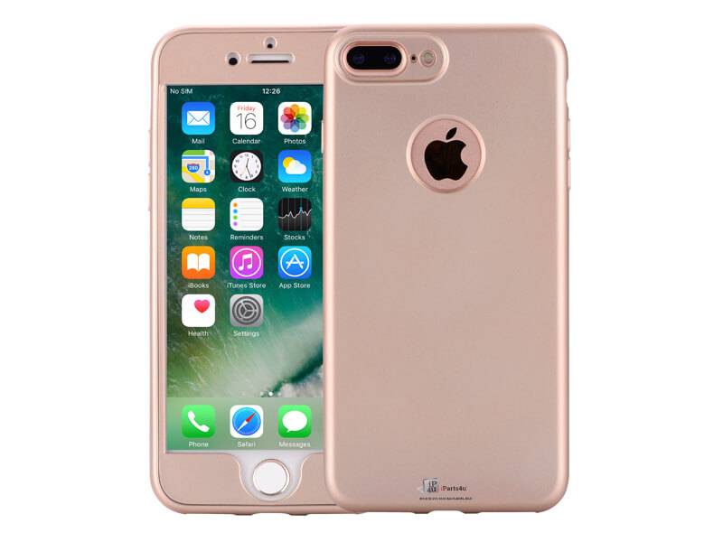 Iparts4U Iphone 87 Plus Hoesje 360 Graden Siliconen Logo Goud iparts4u kopen in de aanbieding