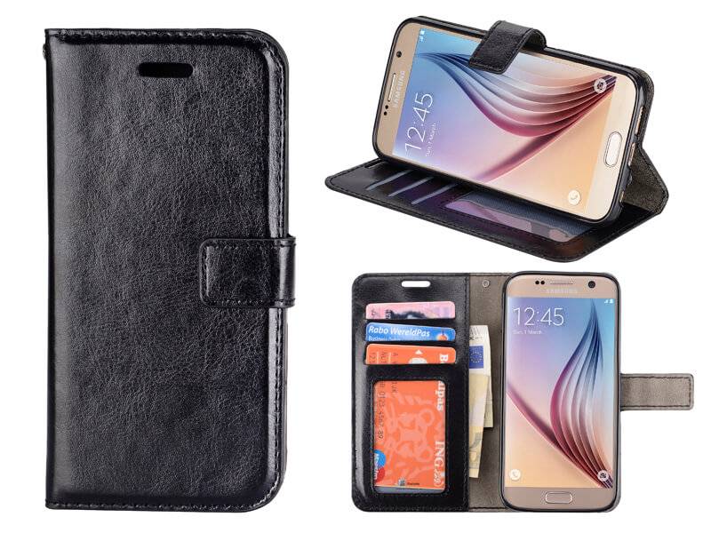 Iparts4U Samsung Galaxy S6 Bookcase Hoesje Zwart Met Siliconen Case iparts4u kopen in de aanbieding