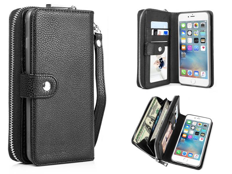 Iparts4U Iphone 6 Plus 6S Hoesje Portemonnee Clutch Zwart iparts4u kopen in de aanbieding