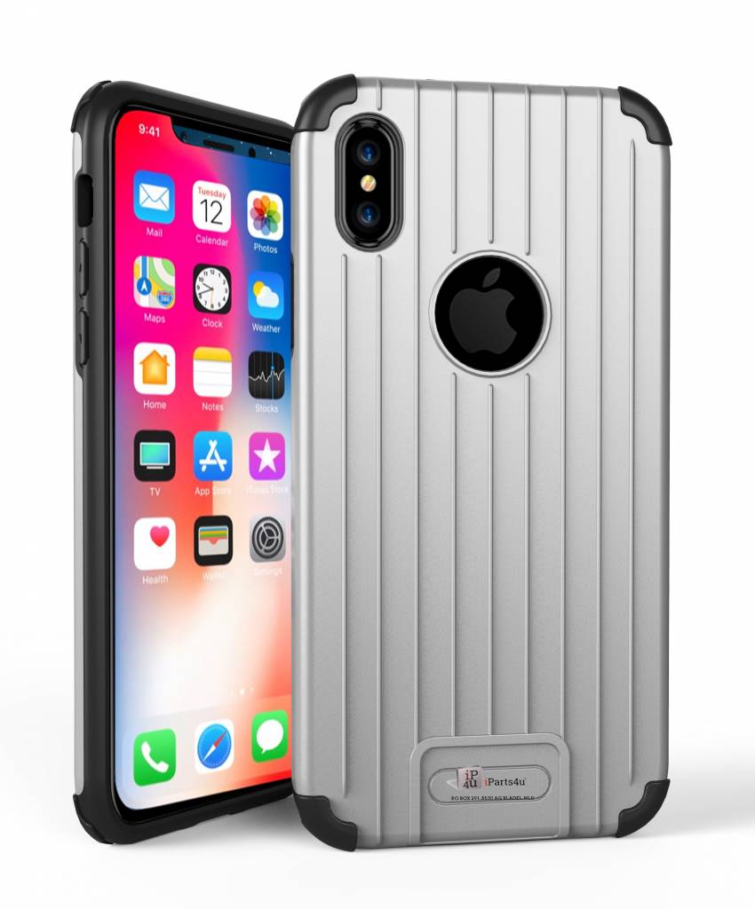 Iparts4U Armor Iphone X Hoesje Schokbestendig Hardcase Zilver iparts4u kopen in de aanbieding