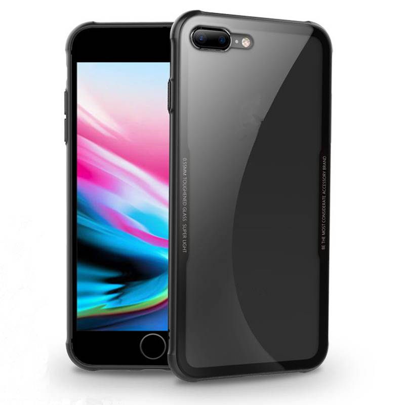 Iparts4U Iphone 87 Siliconen Case Gehard Glas Achterkant Zwart iparts4u kopen in de aanbieding