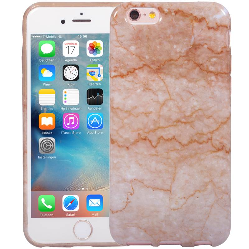 Iparts4U Marmer Iphone 6 En 6S Hoesje Marble Taupe Siliconen iparts4u kopen in de aanbieding