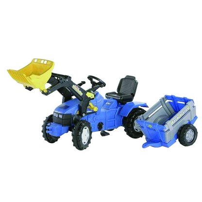 New Holland Rolly Toys rollyFarmtrac New Holland TM175 traptrekker met voorlader en aanhanger