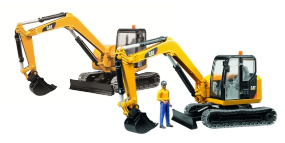 Nieuw speelgoed: de Bruder CAT mini graafmachine