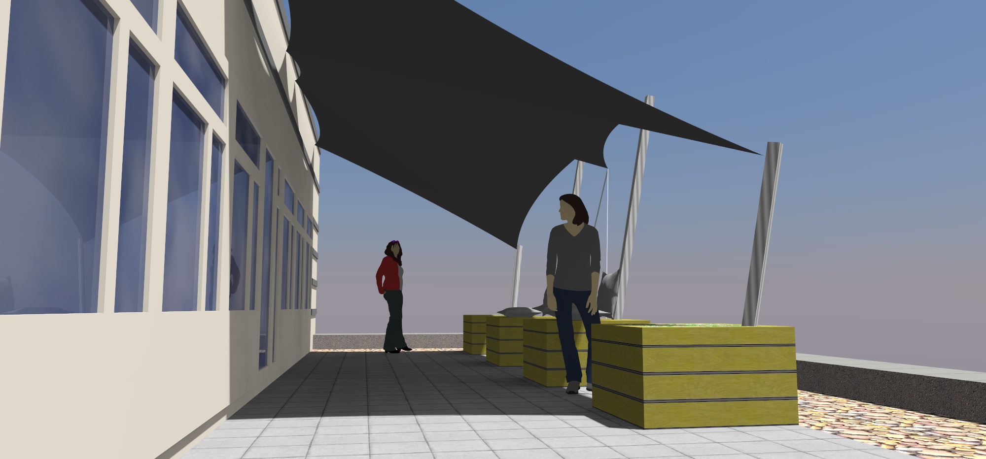 Maatwerk waterdicht schaduwdoek op dakterras