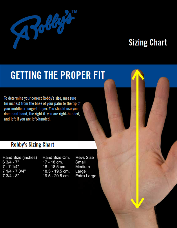 Brunswick Wrist Support Size Chart