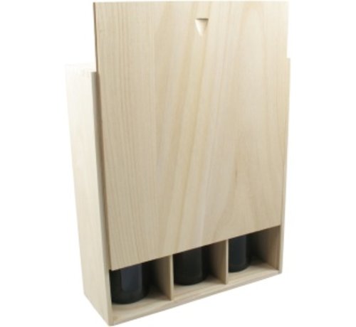 3 vaks houten champagnekist