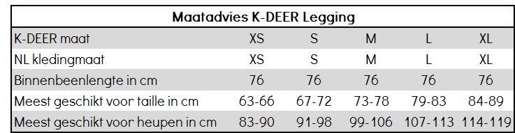 Maatadvies K-DEER legging