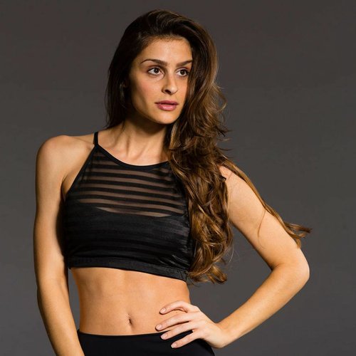 Onzie Yoga Wear Mesh Halter - Black Little Stripe Mesh Onzie Yoga Wear Mesh Halter - Black Little Stripe Mesh
