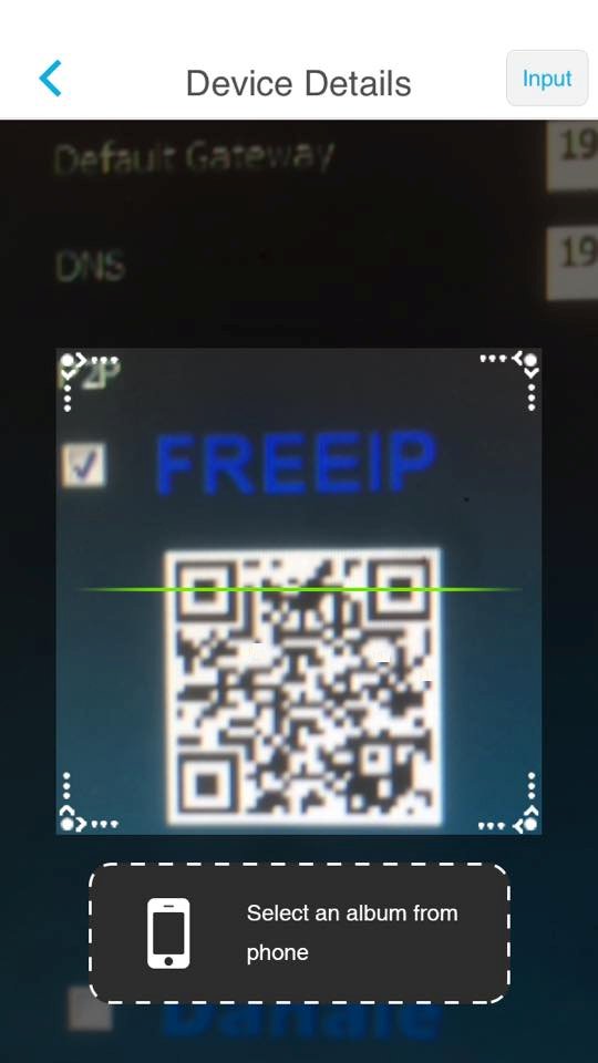 FreeIP app, IP camera QR code scannen