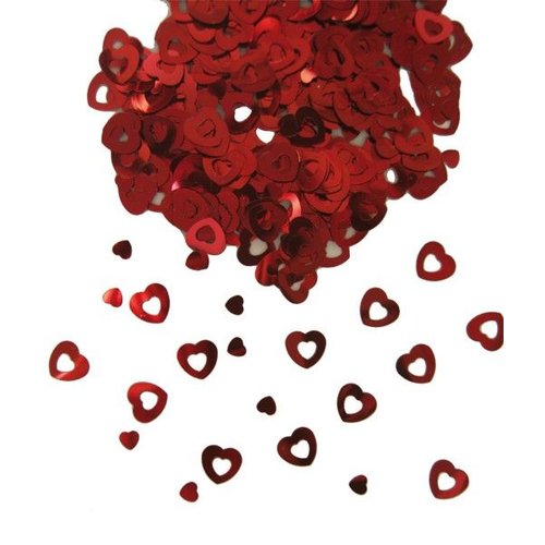 Tafeldecoratie / sier-confetti rode hartjes Tafeldecoratie / sier-confetti rode hartjes