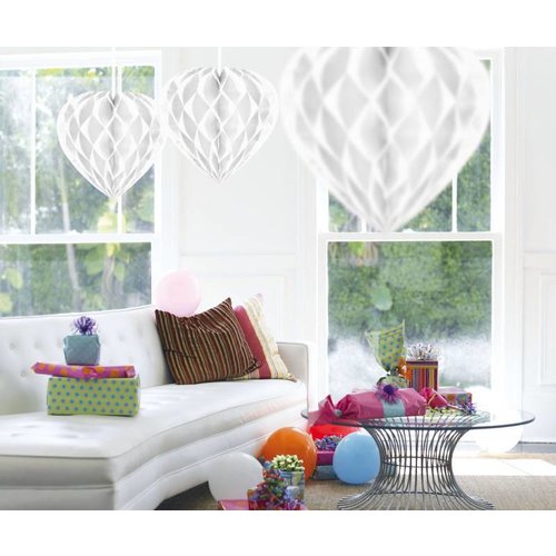 honingraat decoratie in vorm van een hart ( wit ) honingraat decoratie in vorm van een hart ( wit )